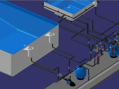 Skimmer Swimming Pool and Hot spa 3D model