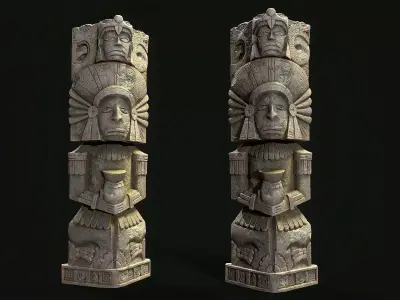 Statue Aztec medicine man Low-poly 3D model