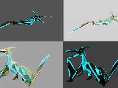 Pterosaurs Dinosaur Animated Game Asset Low-poly 3D model