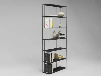 Metal black bookshelf in a modern style Free 3D model