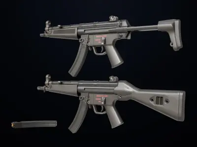  Machine Guns15 Two Black Single Mat All PBR Unity UE Textures Low-poly 3D model