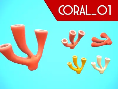 CORAL 01 CARTOON STYLIZED Low-poly 3D model