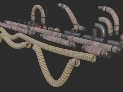 Modular Pipes - Old Jute Insulated Low-poly 3D model