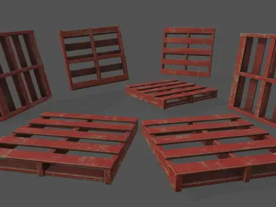 wood pallet Low-poly 3D model