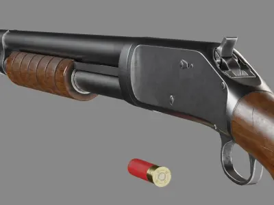 Winchester 1897 riot Low-poly 3D model