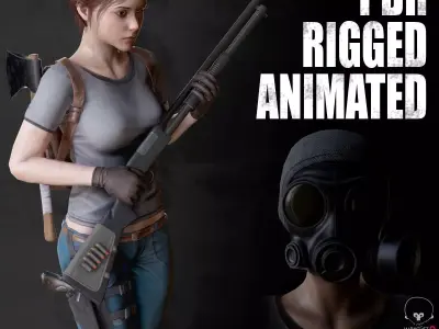 Female Survivor Low-poly 3D model