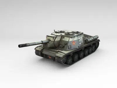 Low Poly ISU 152 self propelled gun Low-poly 3D model