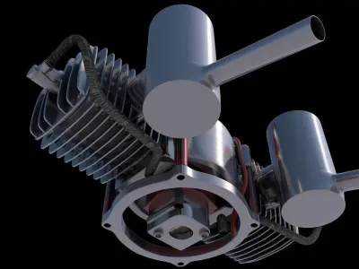 2 Stroke Radio Controlled Gas Engine Free low-poly 3D model