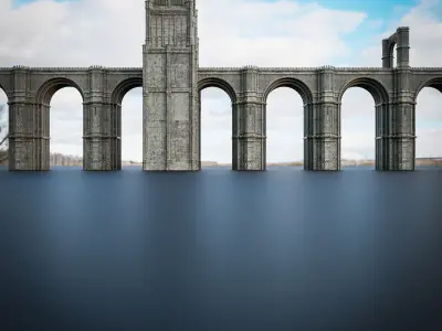 GOTHIC CASTLE BRIDGE MODULAR Low-poly 3D model