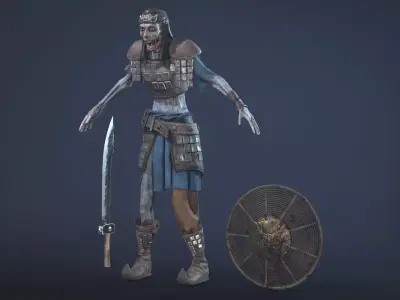 Zombie Scout Soldier with armor and weapons Low-poly 3D model