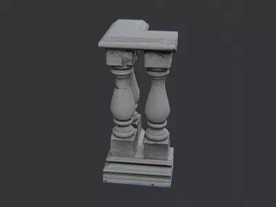 Stone Balustrade Corner with Columns Low-poly 3D model