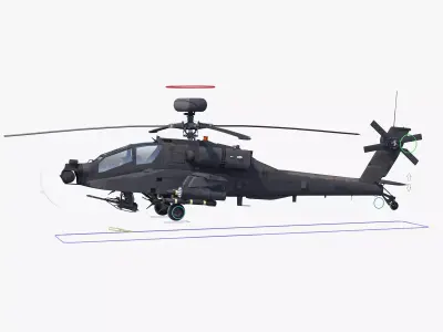 AH64E Apache Longbow Helicopter Gray Rigged Low-poly 3D model