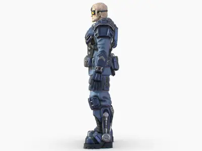 High Poly Man Military Heavy Armor Future 3D model