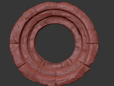 Ancient Sci Fi Ring Circle Hole 3D model
