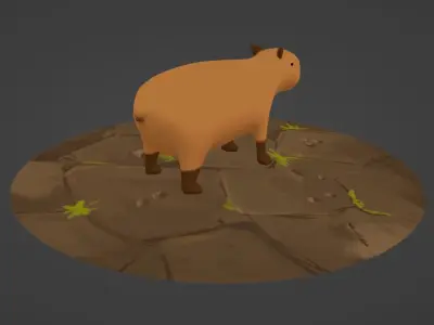 Capybara Cartoon Low-poly 3D Model Low-poly 3D model