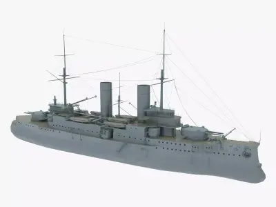 Russian battleship Slava Low-poly 3D model