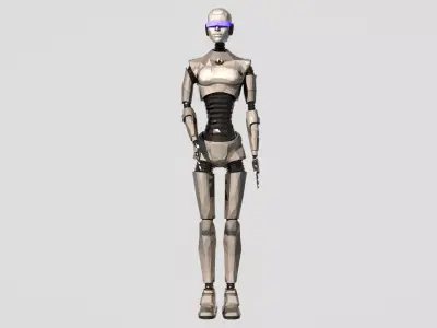 Silver Gynoid Futuristic Humanoid Robot Model Low-poly 3D model