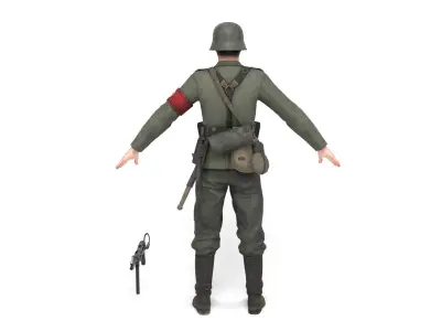 German Soldier 5 Low-poly 3D model