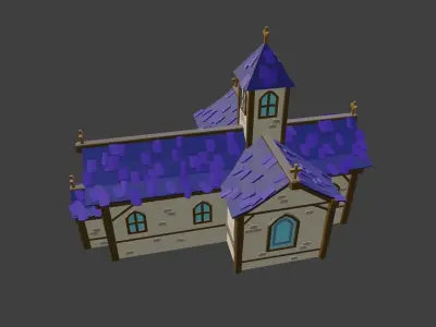 Church with roof Low-poly 3D model
