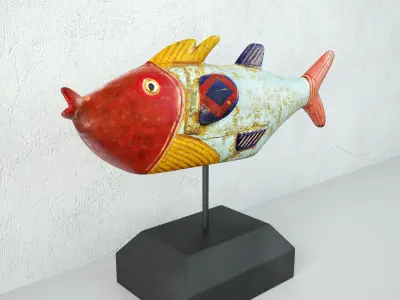 Mali Wood Bozo Fish Puppet 3 3D model