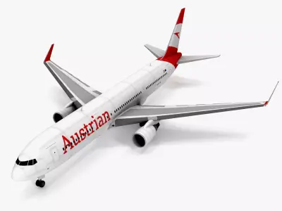 Boeing 767-300ER Austrian Airlines Low-poly 3D model