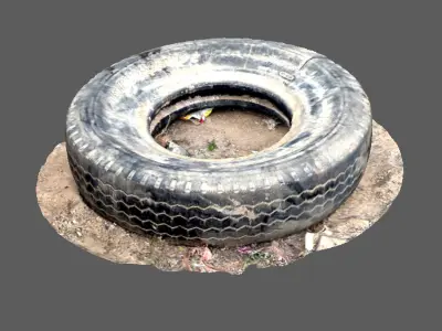 An old worn out Tyre of heavy vehicle 3D model