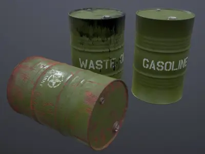 Military Barrel - PBR - Low-poly 3D model