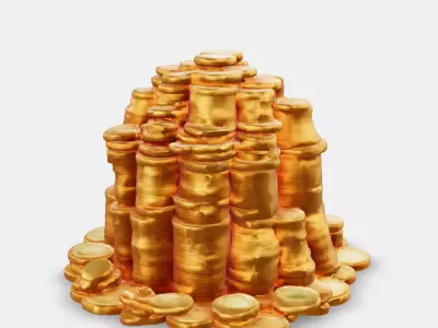 Golden Coin Stack Low-poly 3D model