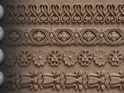 30 Ornament Trim Brush Ornament Library VOL 01 Low-poly 3D model