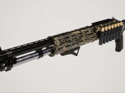 Shotgun 2 Low-poly 3D model