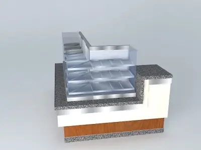 Kit food counter with glass shelves Free 3D model