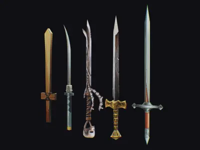 Sword Edged Weapon One Handed Medieval Melee Knife Iron Blade Low-poly 3D model