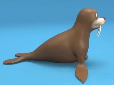 cartoon walrus Low-poly 3D model