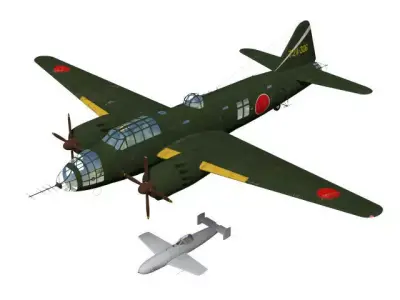 Mitsubishi G4M Betty Type24 tei and cherry blossom MXY-7 Type11 3D model
