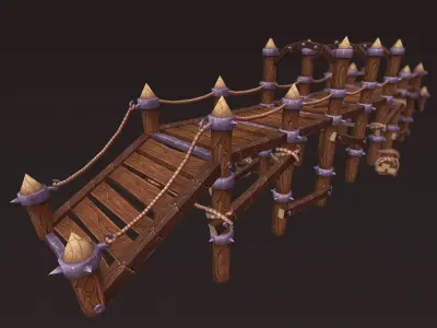 Big Wooden Bridge Low-poly 3D model