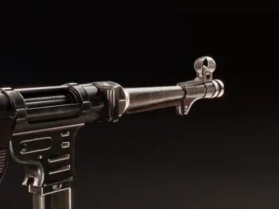 MP 40 - WW2 Submachine Gun - PBR Game Ready Low Poly Free low-poly 3D model