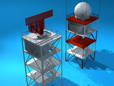 Airport radar towers 3D model