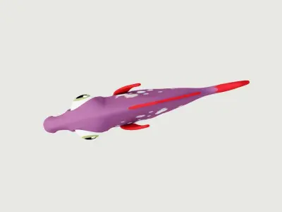 Cartoon purple fish 3D model