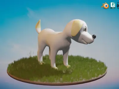 Cute little Puppy Dog Low-poly 3D model
