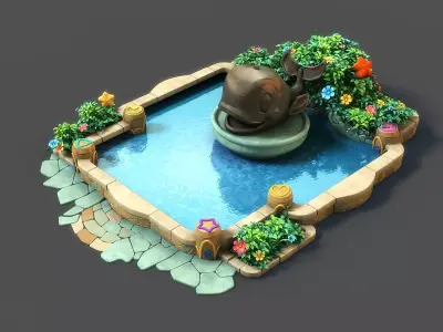Cartoon Fountain 3D model
