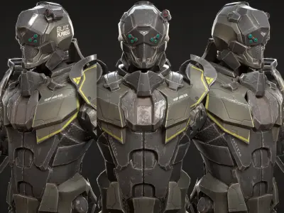SciFi Soldier Character Low-poly 3D model