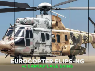 Eurocopter ELIPS NG with 6 Camouflage Skins - Game Ready Low-poly 3D model