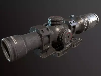 Sight PBR game ready Low-poly 3D model rifle scope Low-poly 3D model