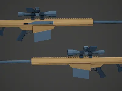 Stylized Barrett M107 Sniper Low Poly Mobile Ready Low-poly 3D model