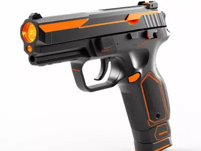 Sleek SciFi Pistol with Glowing Accents 3D model