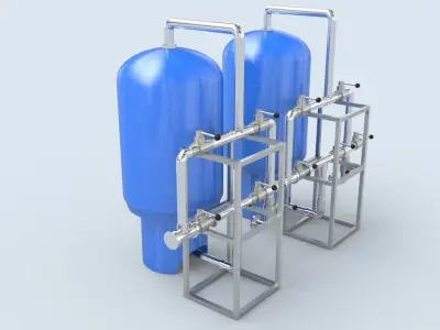 Sand Carbon Filter For Water Treatment Low-poly 3D model