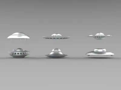 UFO spaceships Low-poly 3D model