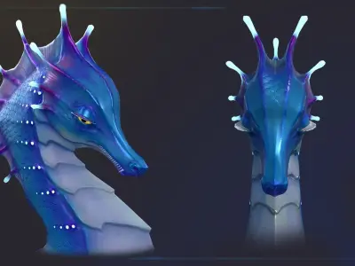 Sea Dragon 4K texture horse fantasy Low-poly 3D model