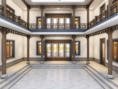 Chinese architecture Low-poly 3D model