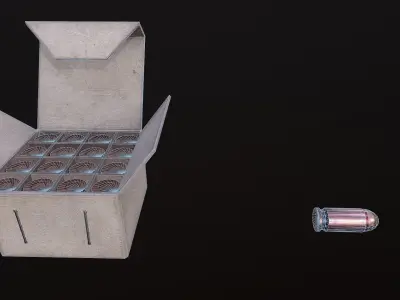 Ammo Box and cartridges Free low-poly 3D model
